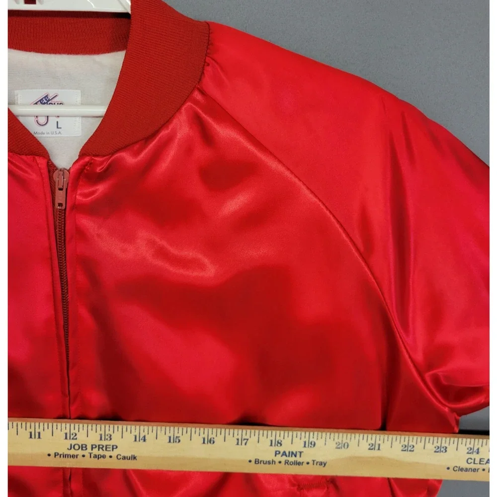 Vintage 1983 Tee Jays Satin Bomber Alabama On Tour Jacket Large Red Band Concert